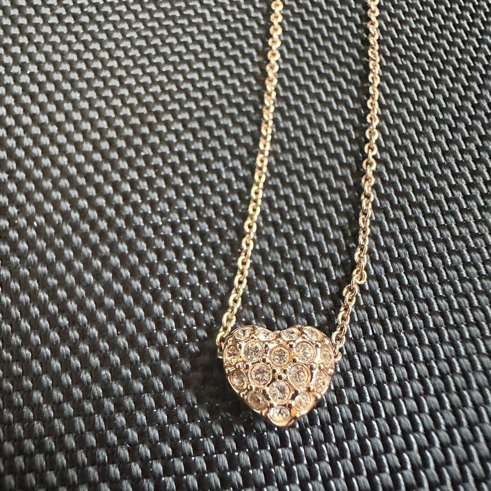 Touchstone Crystal Gold Heart Necklace with Sparkling Pendant